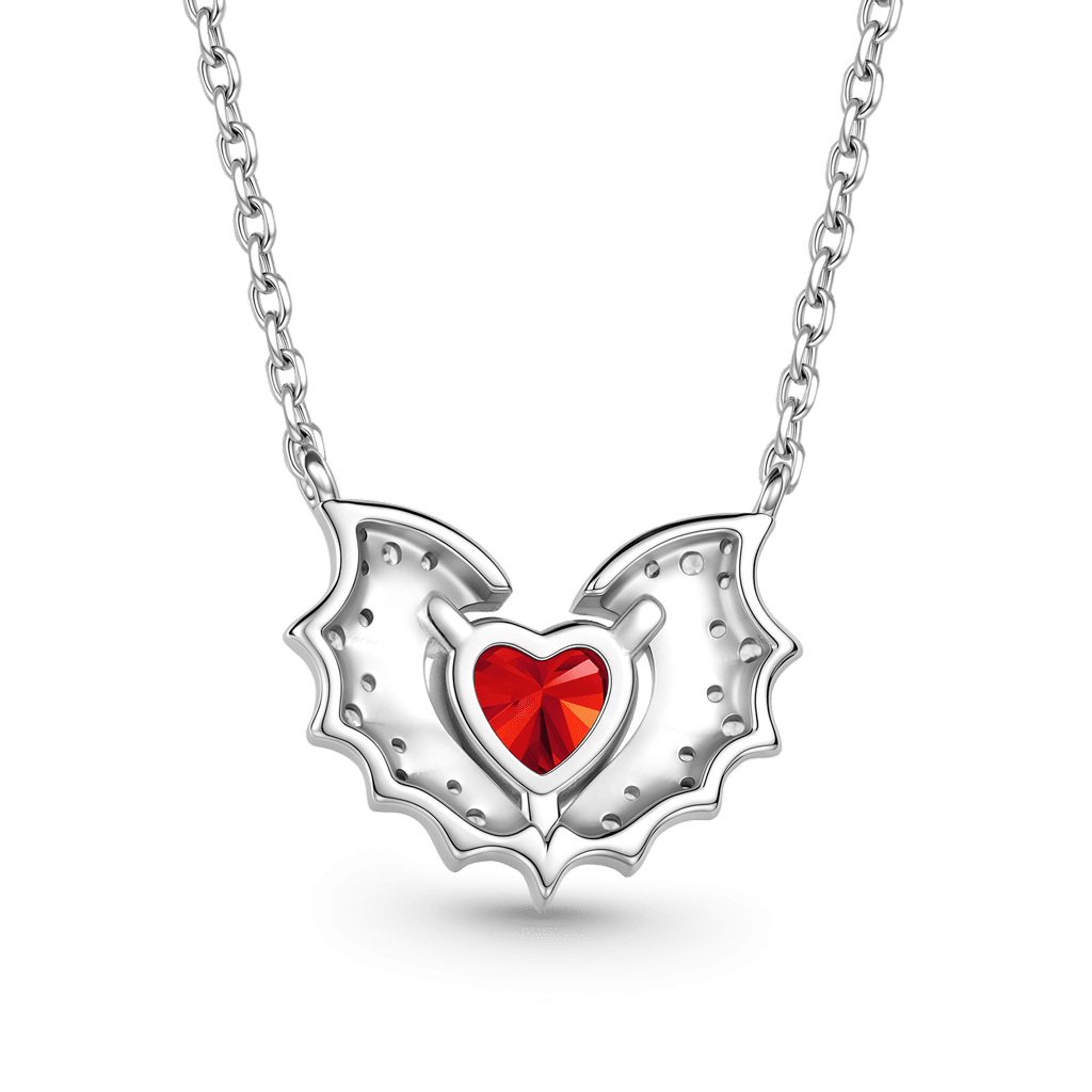 Gnoce Bat Wings & Heart Necklace Platinum-plated Silver Blend_5