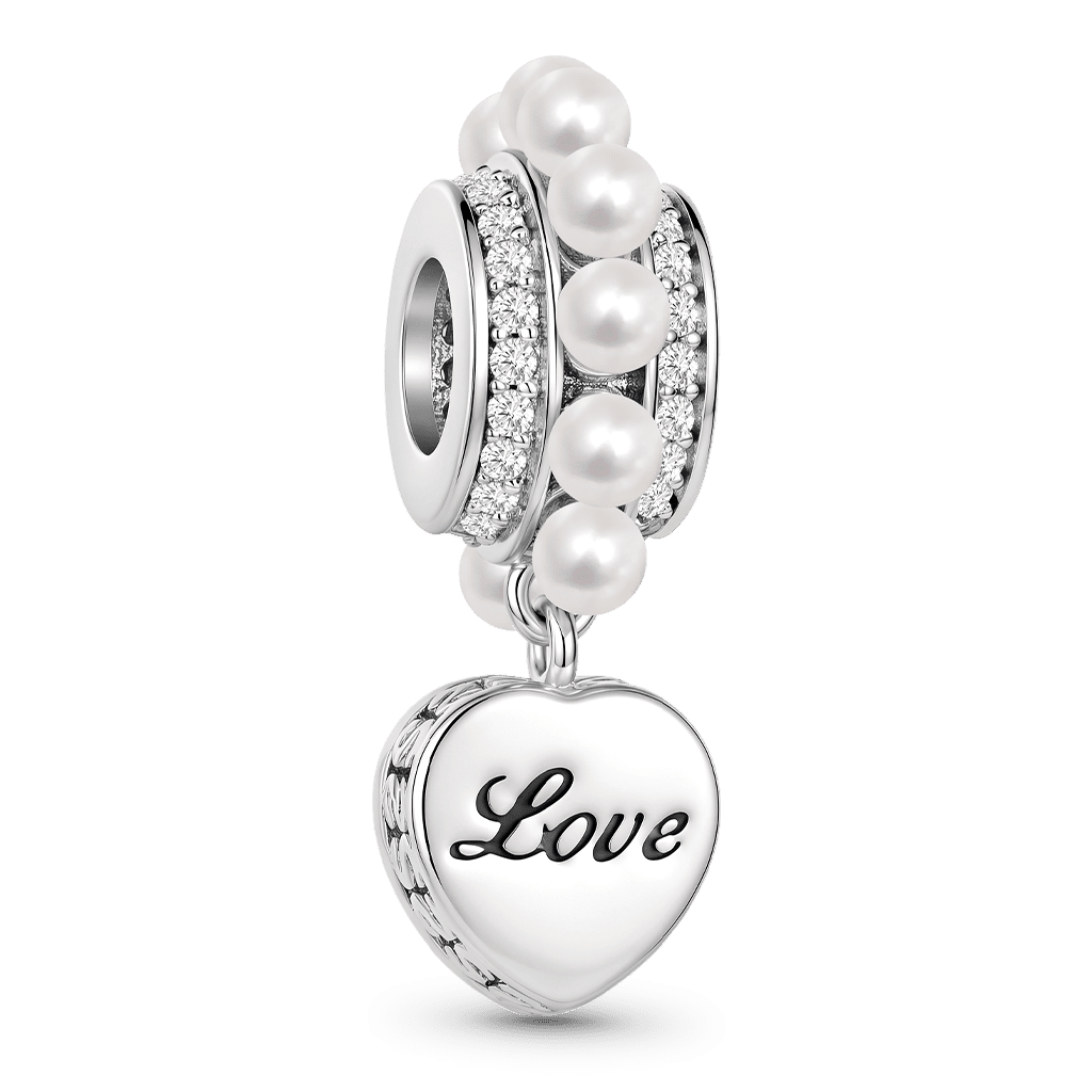 Gnoce Love Heart Pearl Charm Platinum-plated Silver Blend_5