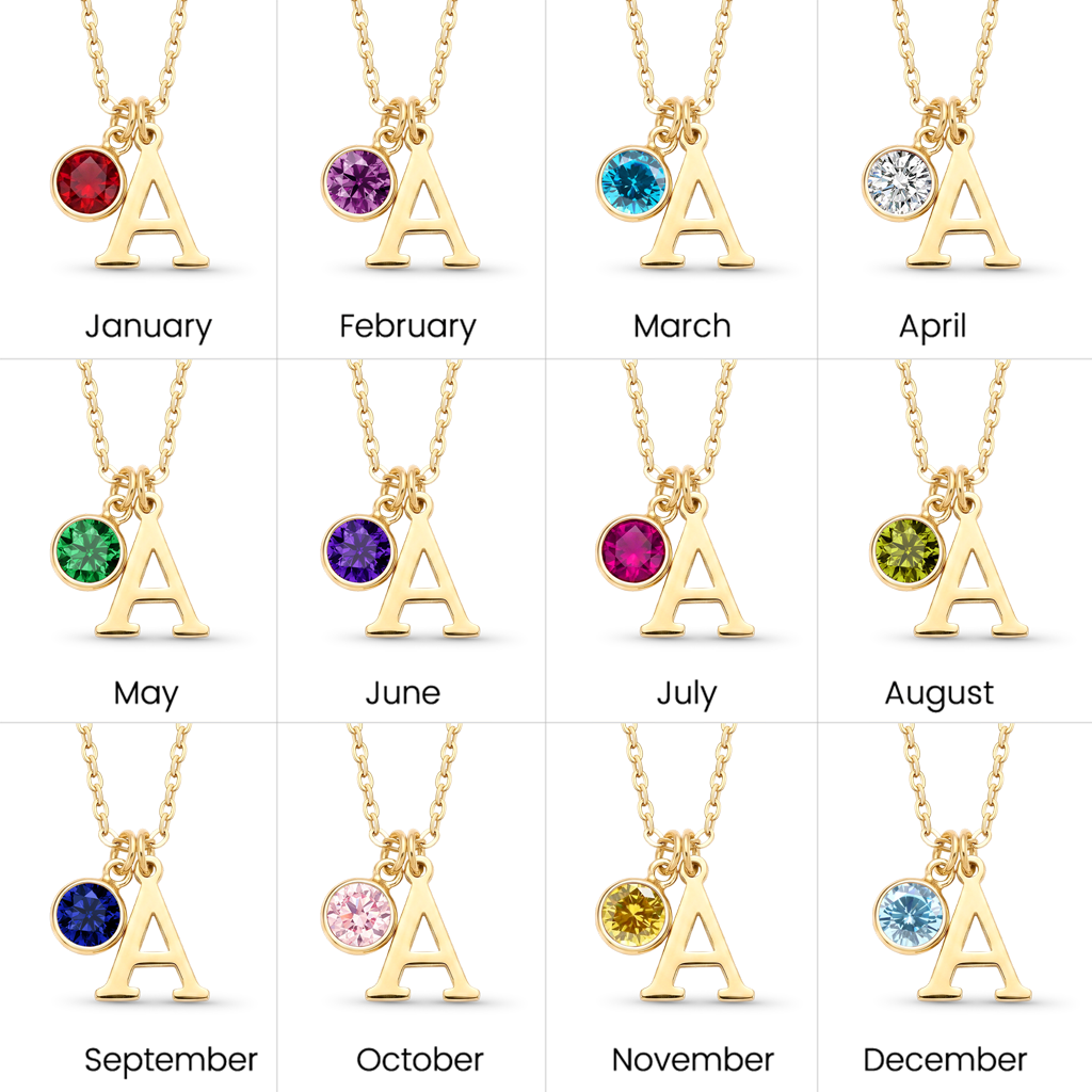 Gnoce Customized Initial Birthstone Necklace_6