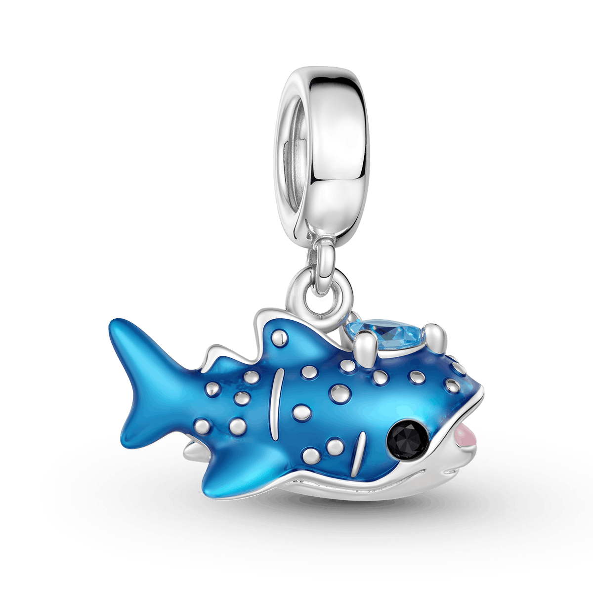 Gnoce Blue Whale Shark Charm Platinum-plated Silver Blend_5