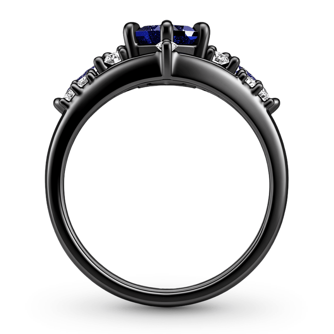 Gnoce Dark Blue Starry Night Sparkling Gemstone Ring Set_6