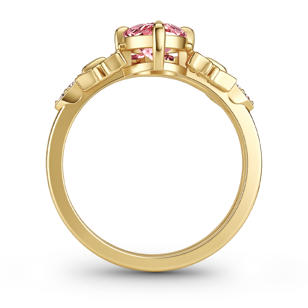 Gnoce Pink Marquise Butterfly Floral Bridal Ring Set_6