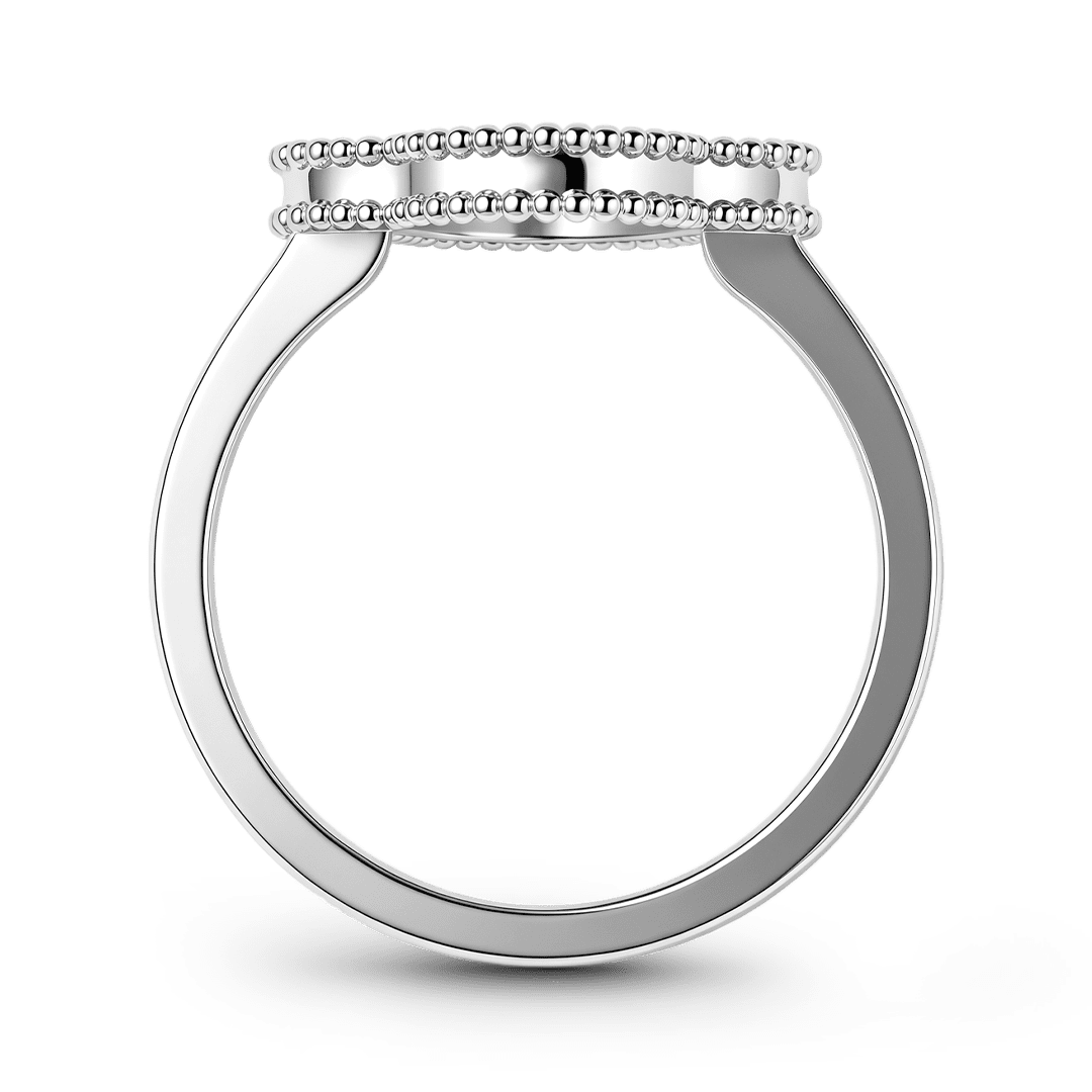 Gnoce Oval Filigree Clover Ring Platinum-plated Silver Blend_6