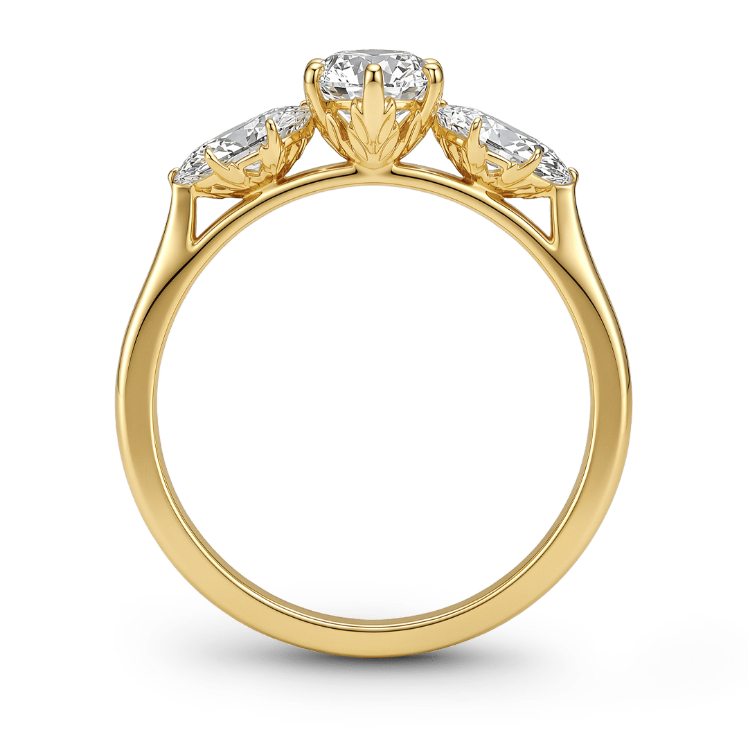 Gnoce Three Marquise Cut Moissanite Ring_6