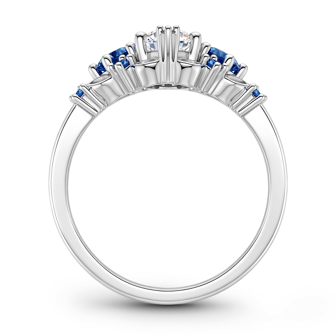 Gnoce Marquise-Cut Moissanite Blue Gemstone Ring Platinum-plated Silver Blend_6