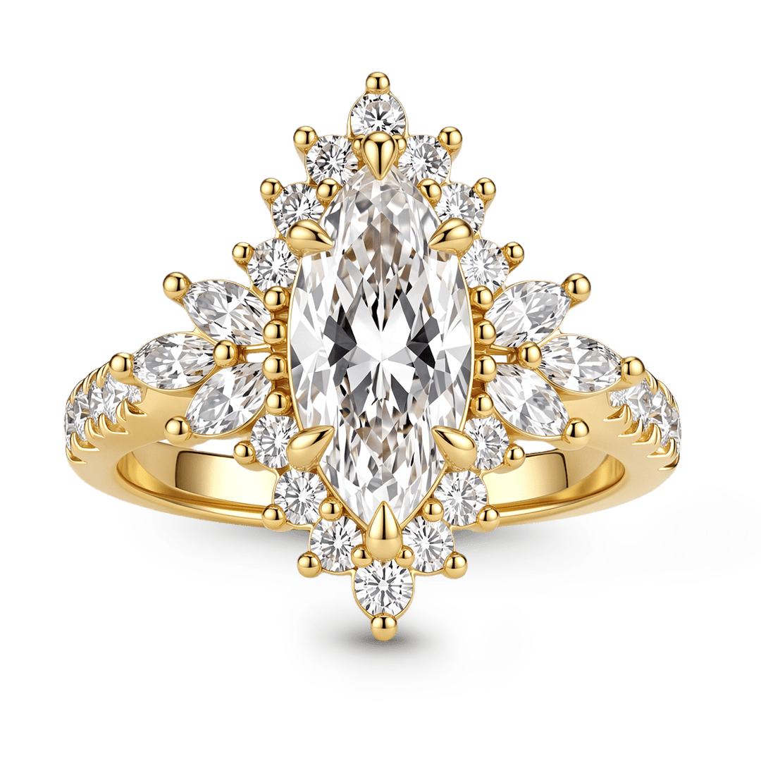 Gnoce Marquise Cut Moissanite Halo Cluster Engagement Ring_6
