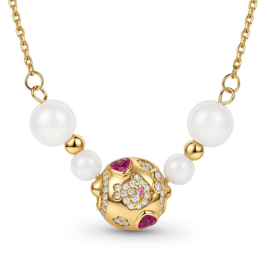 Gnoce Ocean Rose Crystal Necklace 18K Gold-plated Silver Blend_4