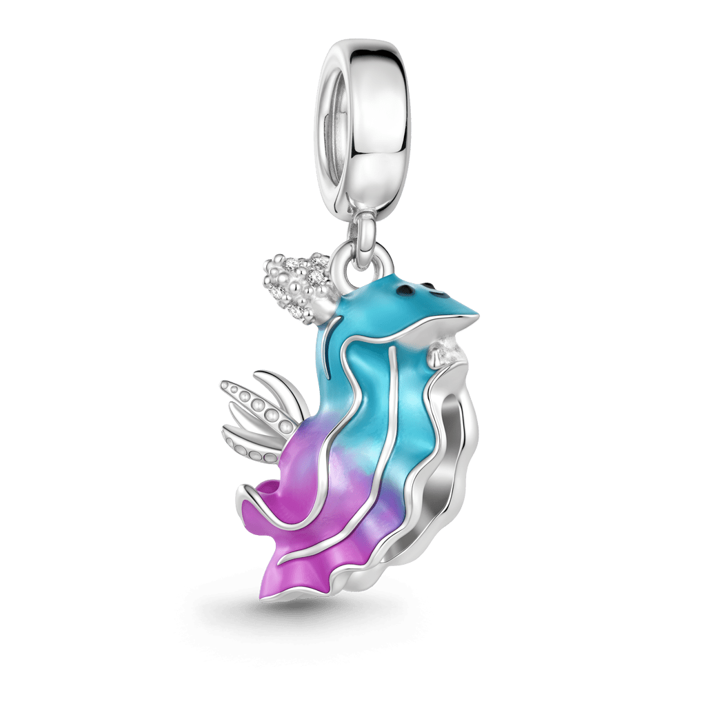 Gnoce Sea Slug Dangle Charm Platinum-plated Silver Blend_5