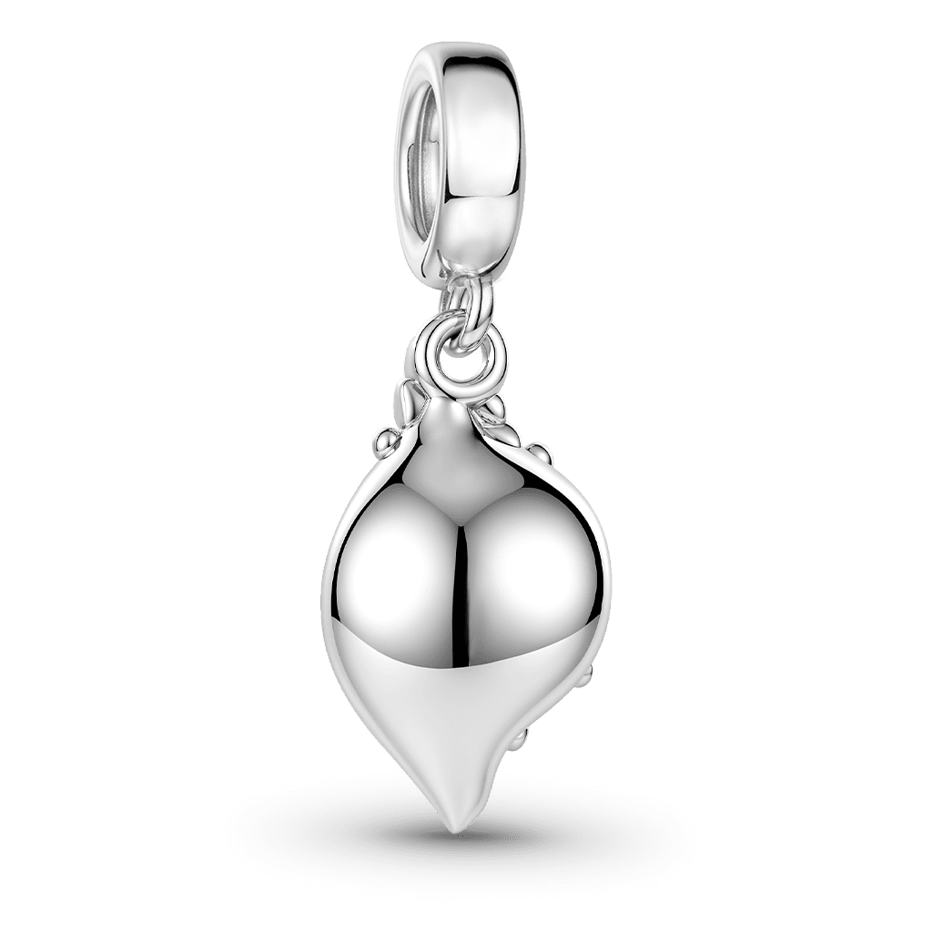 Gnoce Initial Letter Conch Pearl Dangle Charm Platinum-plated Silver Blend_6