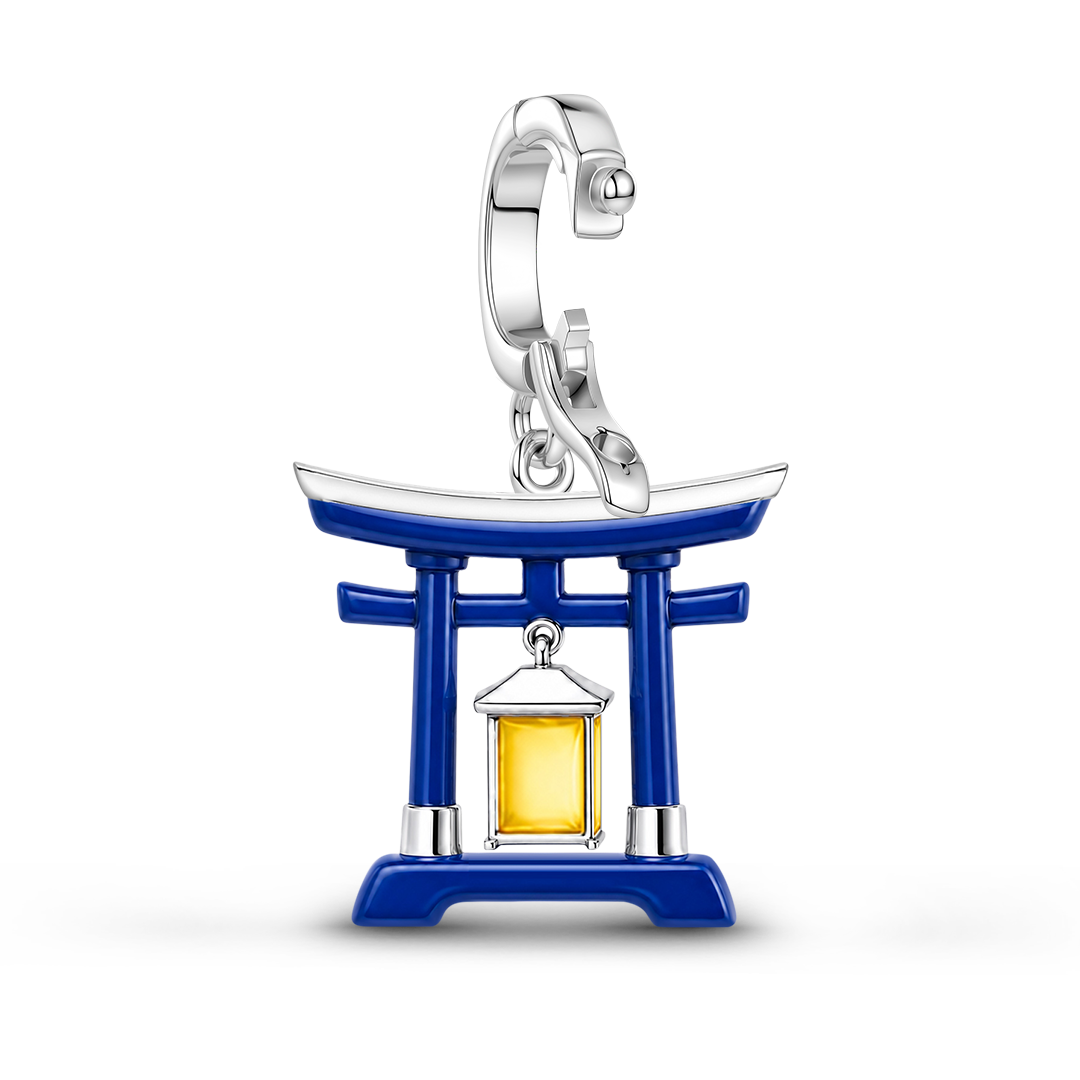Gnoce Glow In Dark Japanese Torii Gate Lantern Clasp Dangle Charm Platinum-plated Silver Blend_7