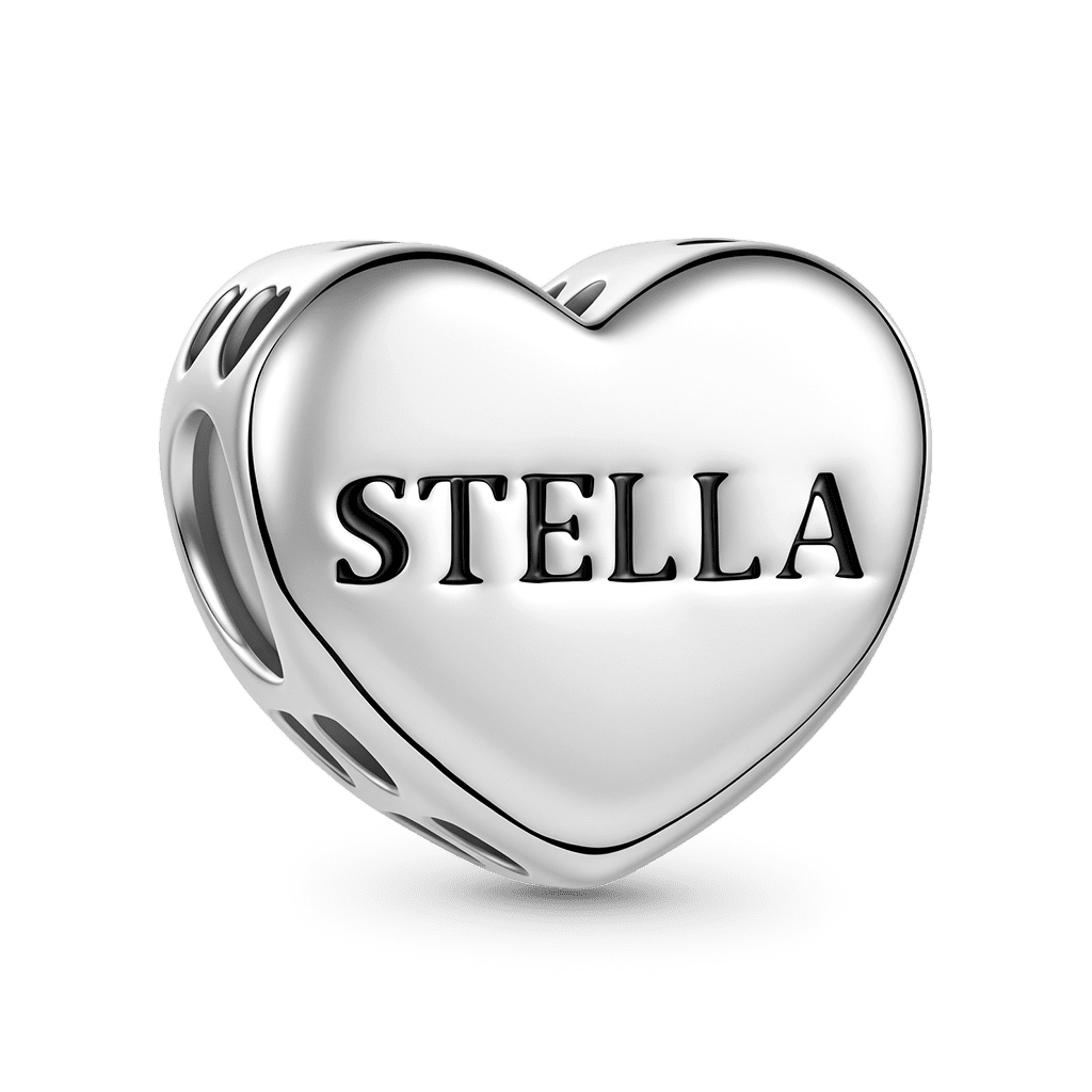 Gnoce Heart Engravable Through‑hole Bead Charm Platinum‑plated Silver Blend_6