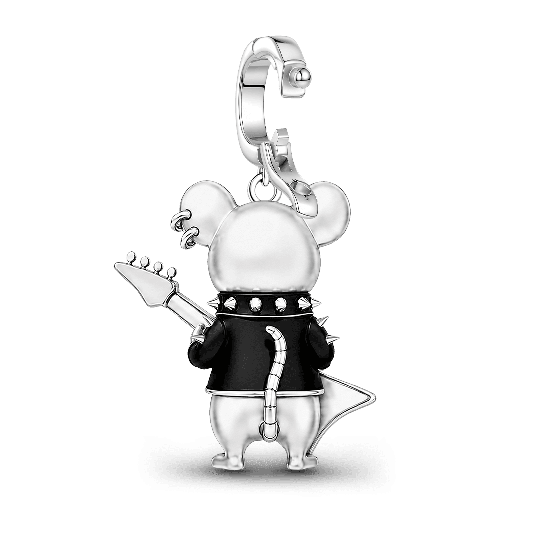 Gnoce Punk Outlaw Rat Rebel Clasp Dangle Charm Platinum‑plated Silver Blend_7