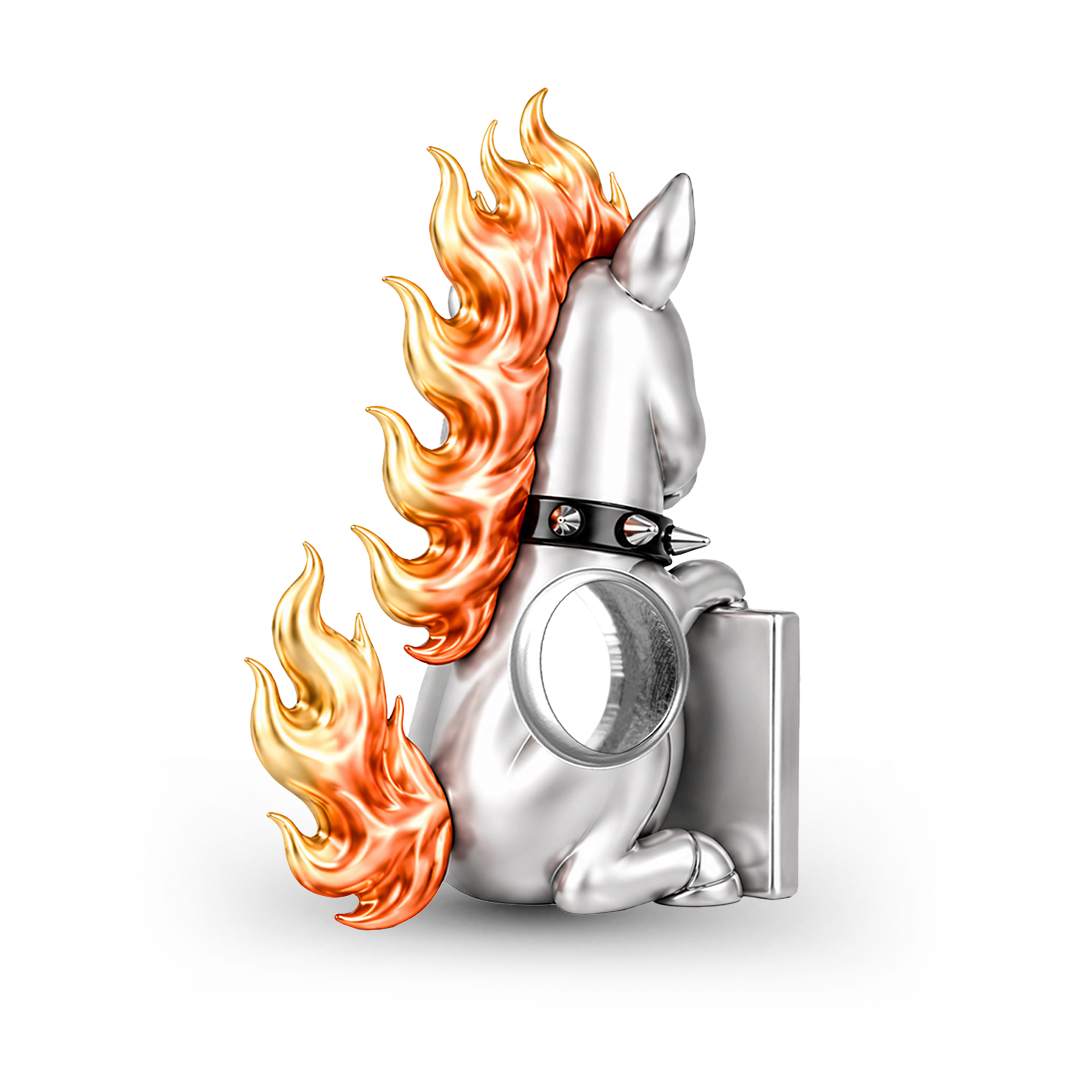 Gnoce Punk Glow‑in‑the‑dark Untamed Horse Rebel Bead Charm Platinum‑plated Silver Blend_8