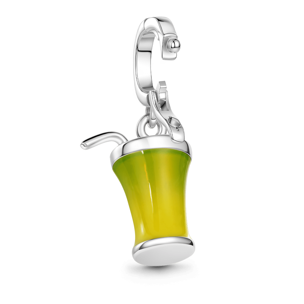 Gnoce Matcha Latte Dangle Charm Platinum-plated Silver Blend_4