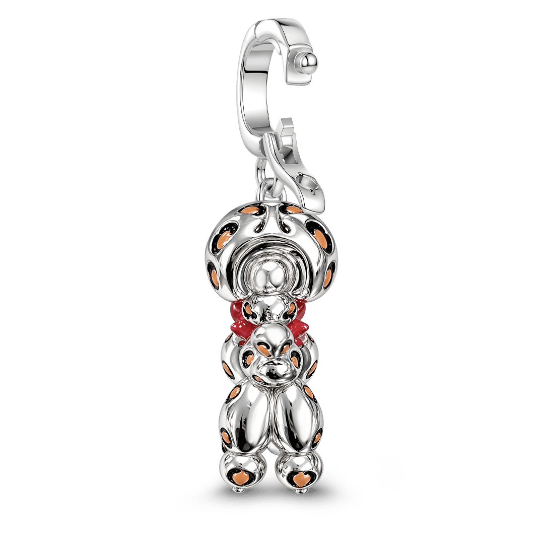 Gnoce British Punk Leopard Print Balloon Dog Clasp Dangle Charm Platinum‑plated Silver Blend_6