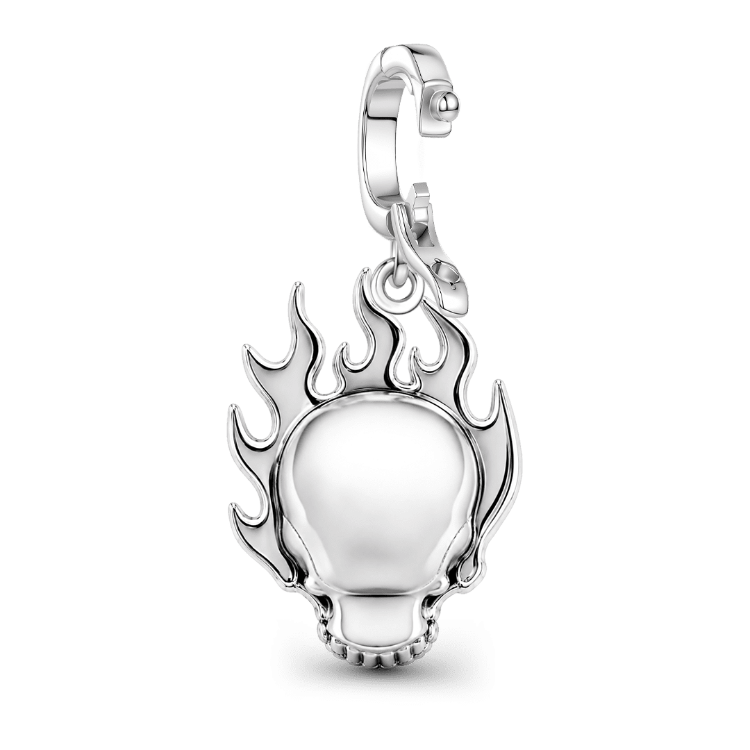 Gnoce Punk Halloween Flame Billiard Skull Clasp Dangle Charm Glow-in-the-dark Black Gold-plated Silver Blend_7