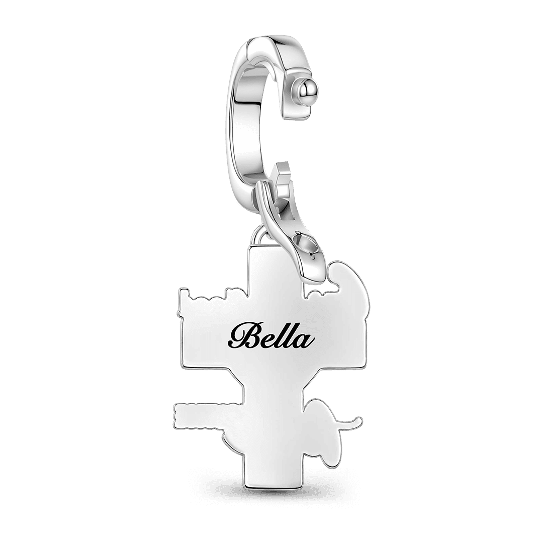 Gnoce Religious Series Cross Name Engraving Birthstone Clasp Dangle Charm Platinum-plated Silver Blend_5