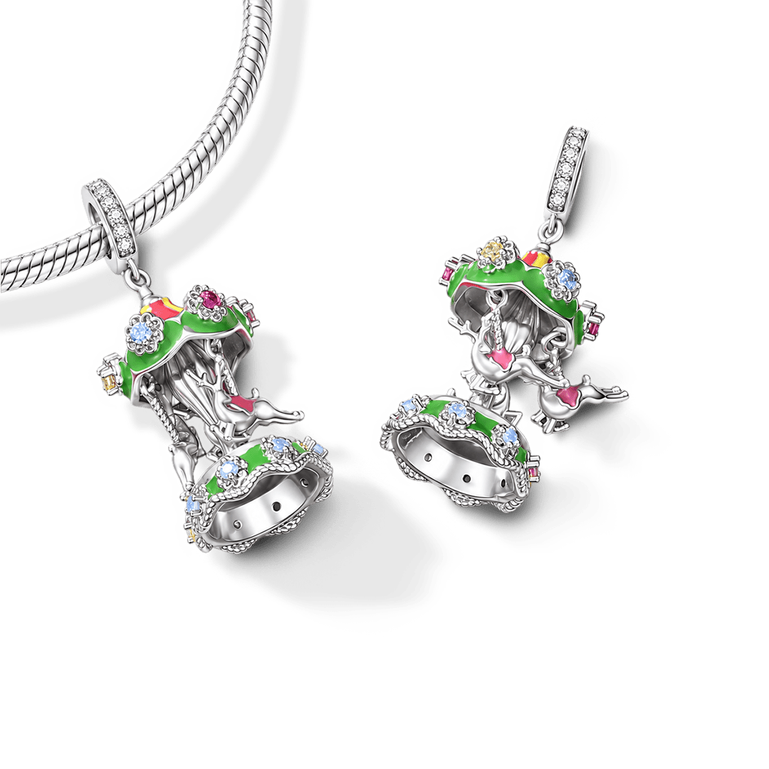 Gnoce Carousel Reindeer Pattern Dangle Charm_5