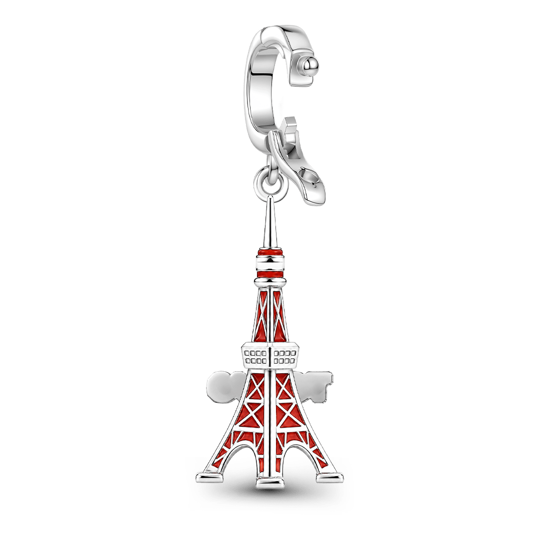 Gnoce Japanese Style Tokyo Tower Clasp Dangle Charm Platinum-plated Silver Blend_6