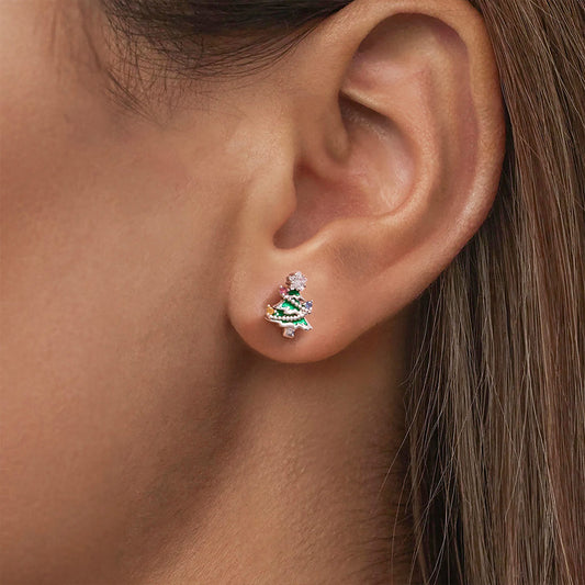 Gnoce Green Christmas Tree Stud Earrings_2