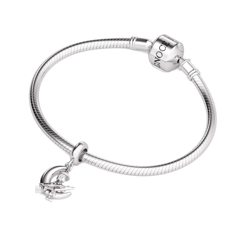 Gnoce Little Witch Broom Charm Platinum-plated Silver Blend_3