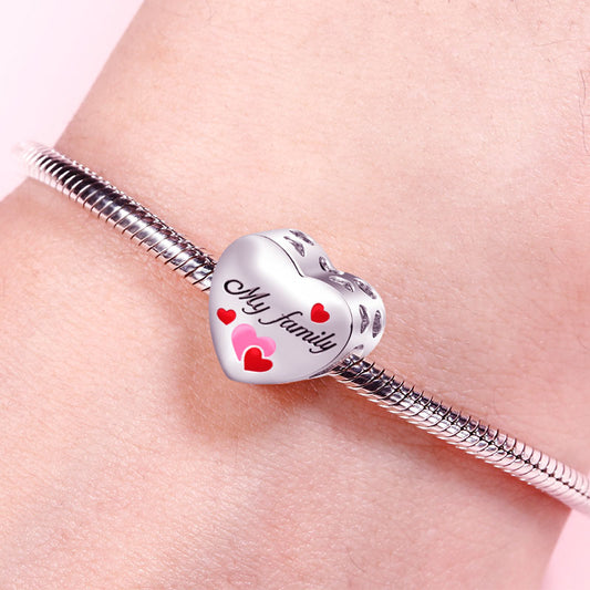 Gnoce Family Heart Photo Charm Platinum-plated Silver Blend_3