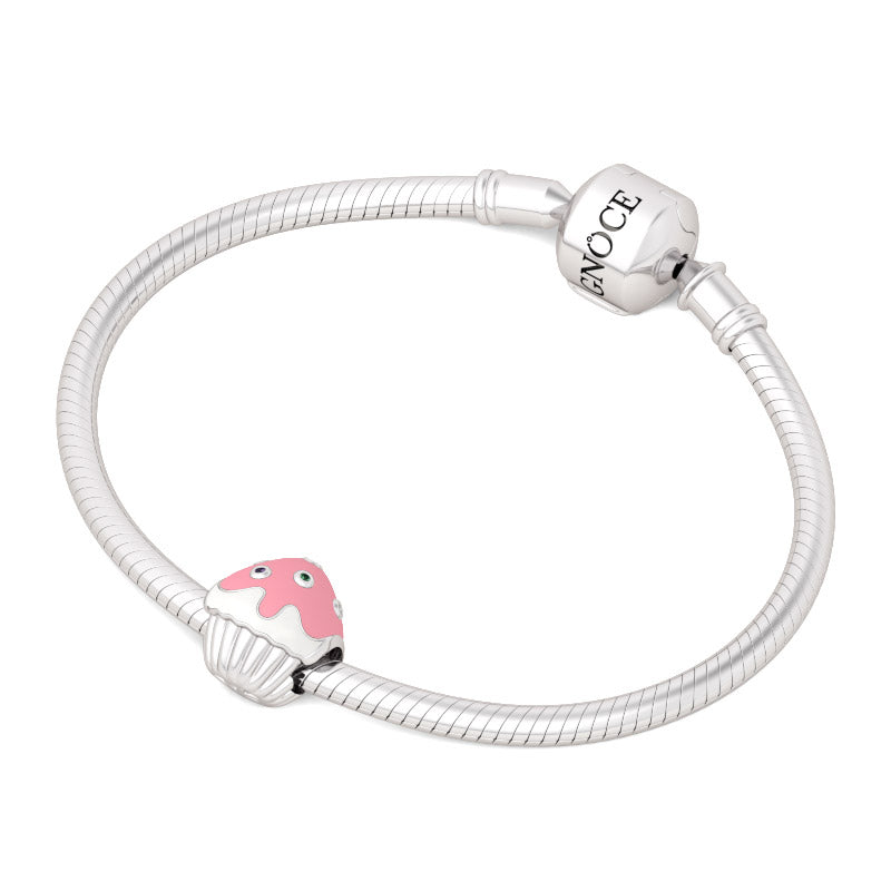 Gnoce "Live A Life Just Like Sweet Cupcakes" Lovely Cupcake with Colorful Stones 925 Sterling Silver Charm Bead_3