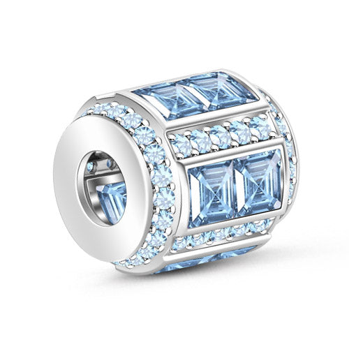 Gnoce April Aquamarine Asscher Cut Charm Platinum-plated Silver Blend_2