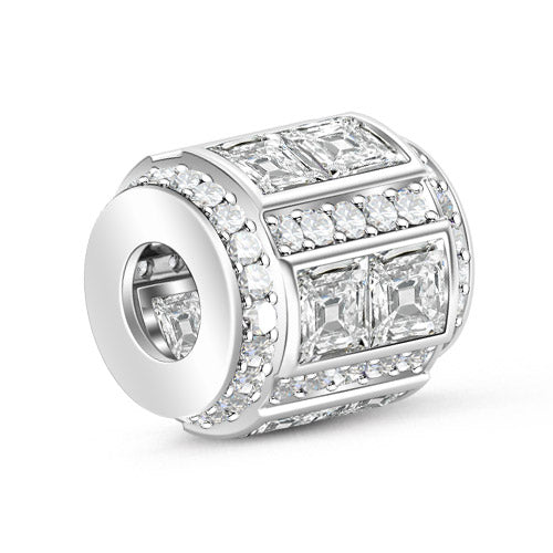 Gnoce April Diamond Asscher Cut Crystal Charm Platinum-plated Silver Blend_2