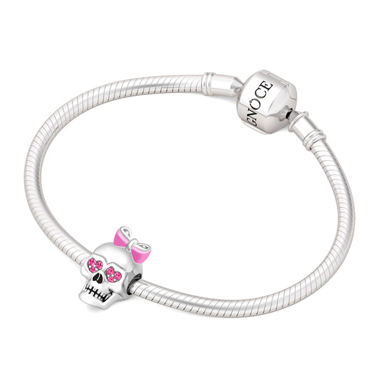 Gnoce Skull Bowknot Charm Platinum-plated Silver Blend_3