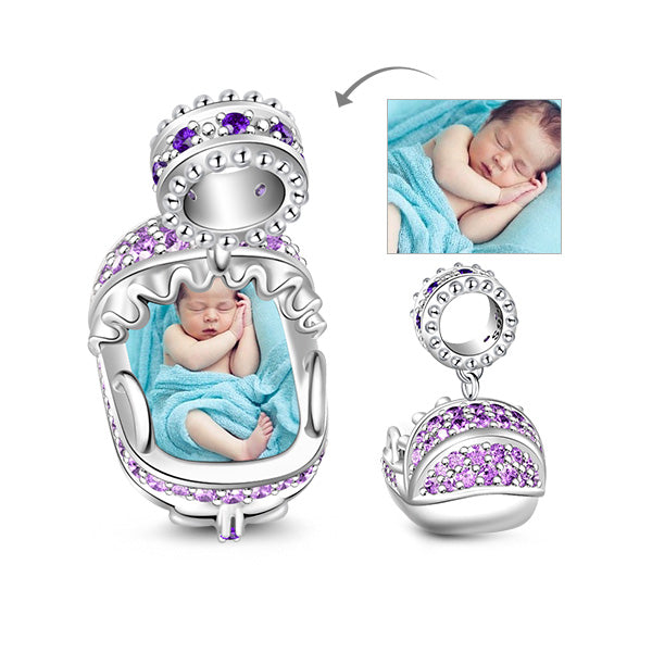 Gnoce Baby Cradle Photo Charm Platinum-plated Silver Blend_1
