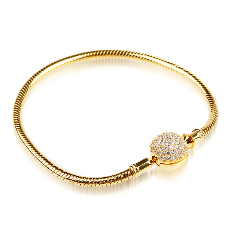 Gnoce "Endearing Gifts For Her" Crystal Round Shape Clasp Bracelet 18K Gold Plated_3