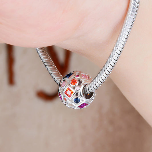 Gnoce Multi Color Stones Hollow Charm Platinum-plated Silver Blend_3