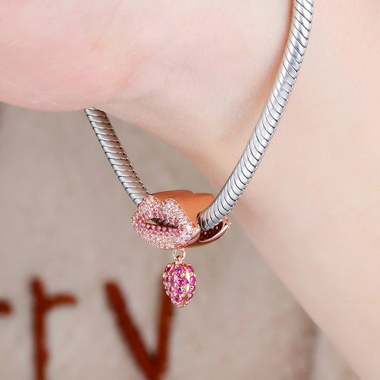 Gnoce Sparkling Mouth Red Lips Heart Charm_3