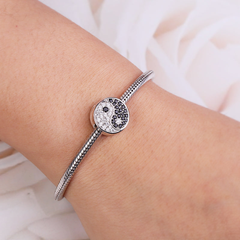 Gnoce Yin Yang Diagram Charm Platinum-plated Silver Blend_3