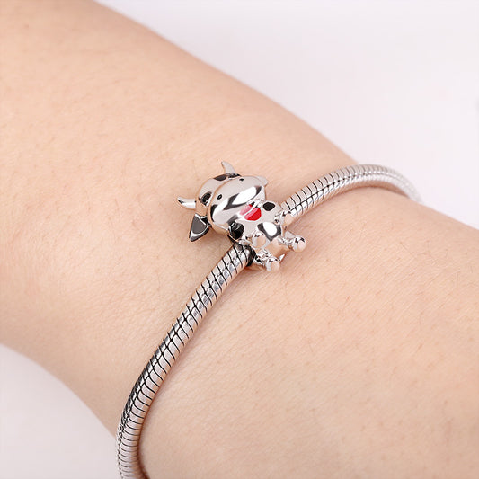 Gnoce Cow Charm Platinum-plated Silver Blend_3