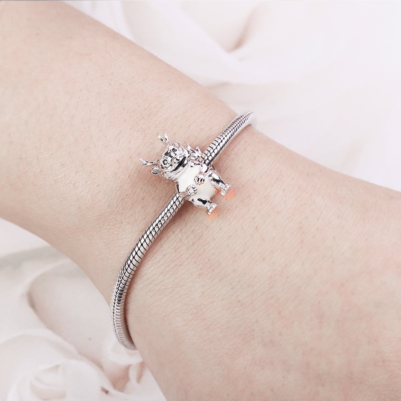 Gnoce Cartoon Dragon Charm Platinum-plated Silver Blend_3