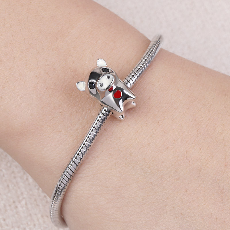 Gnoce Pig Charm Platinum-plated Silver Blend_3