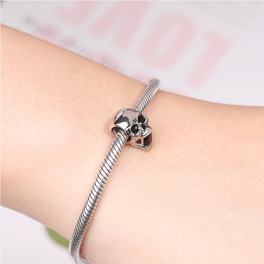 Gnoce Shouting Skull Stopper Charm Platinum-plated Silver Blend_3