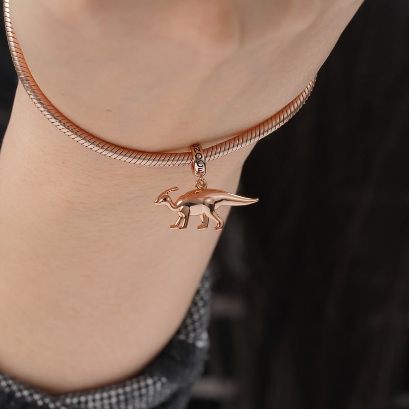 Gnoce 3 Colors Parasaurolophus Dinosaur Charm Platinum-plated Silver Blend_6