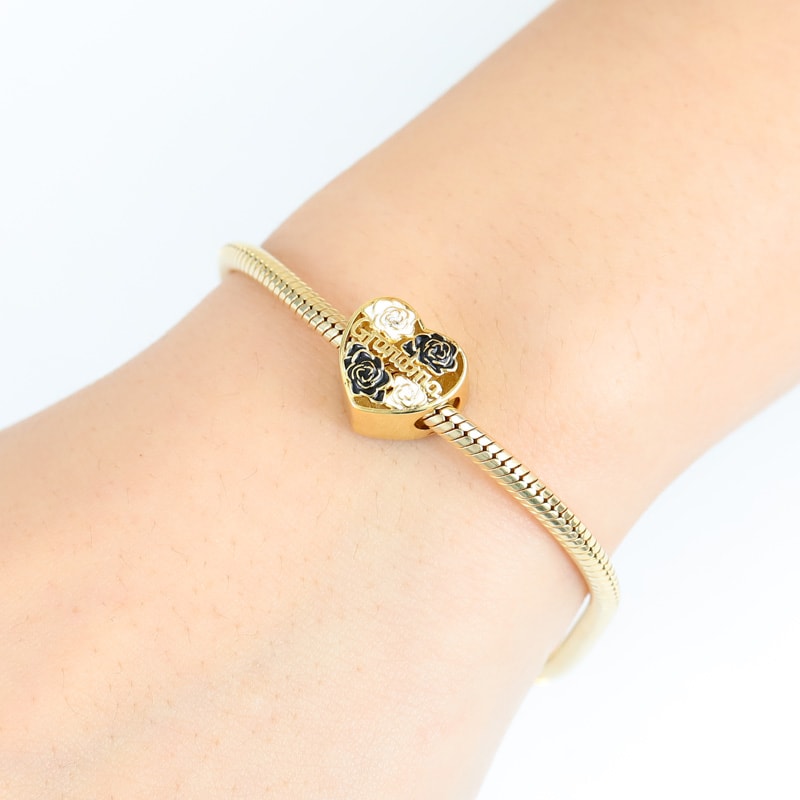 Gnoce Black White Flower Grandma Charm_3
