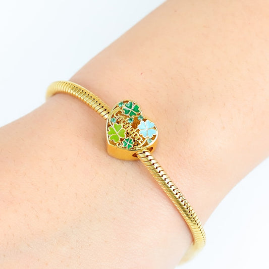 Gnoce Four Leaf Clover Grandpa Charm Platinum-plated Silver Blend_3