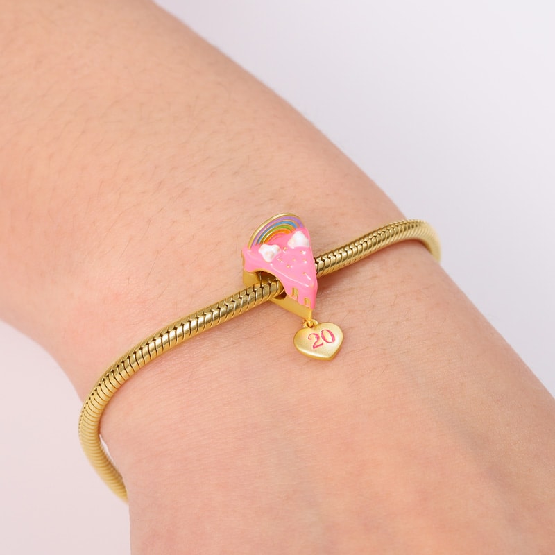 Gnoce Rainbow Cake Gold Plated Number Charm_3