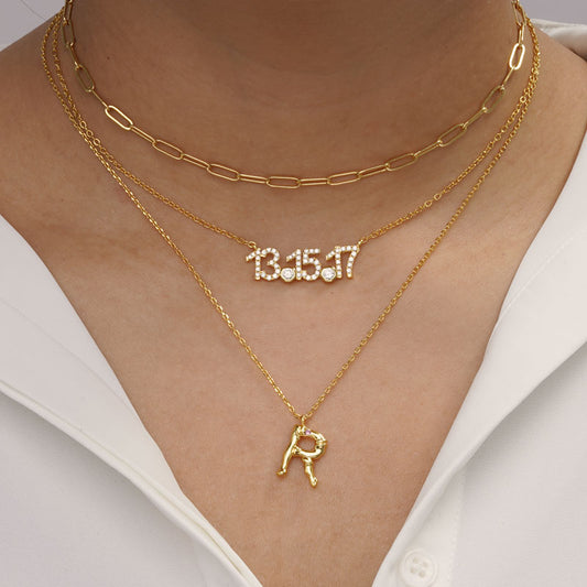 Letter R Pendant Bamboo Initial Necklace Adjustable Chain Length 18k Gold Plated 925Lead-free ECO Copper_5