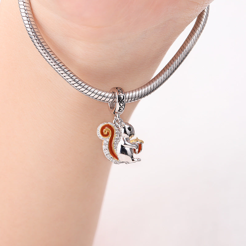 Gnoce Squirrel Charm Platinum-plated Silver Blend_3