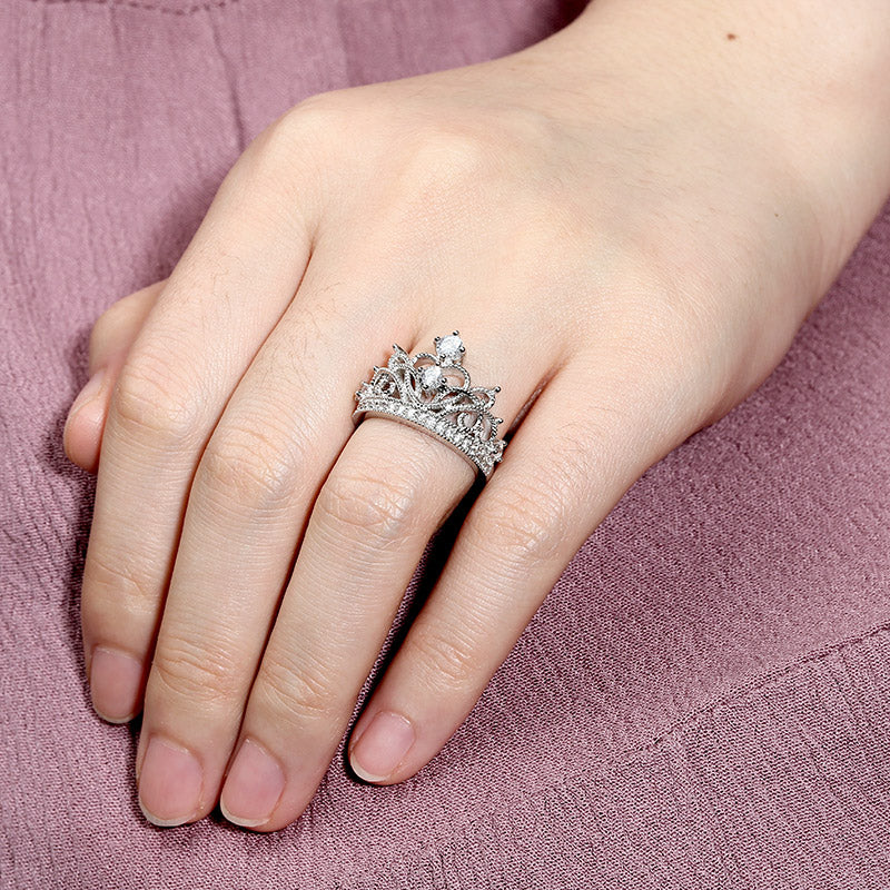 Women's Ring Princess Tiara Crown Ring Party Jewelry Sterling Silver_3