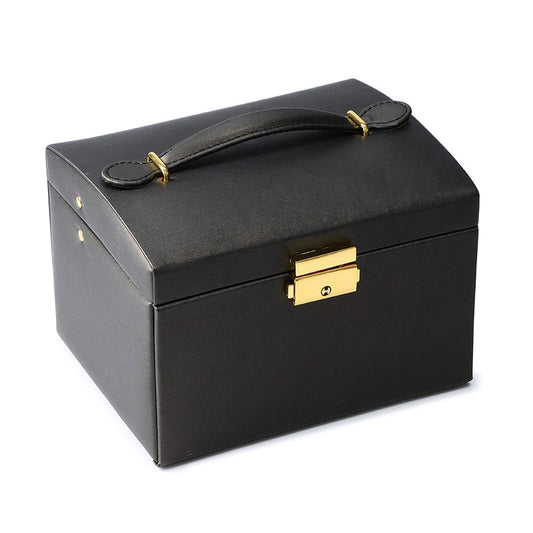 Black Luxury Three-layer Drawer Jewelry Box Earring Ring Necklace Bracelet Charm Storage Gift Casket_3