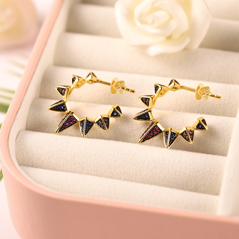Triangle Black Hoop Earrings_3