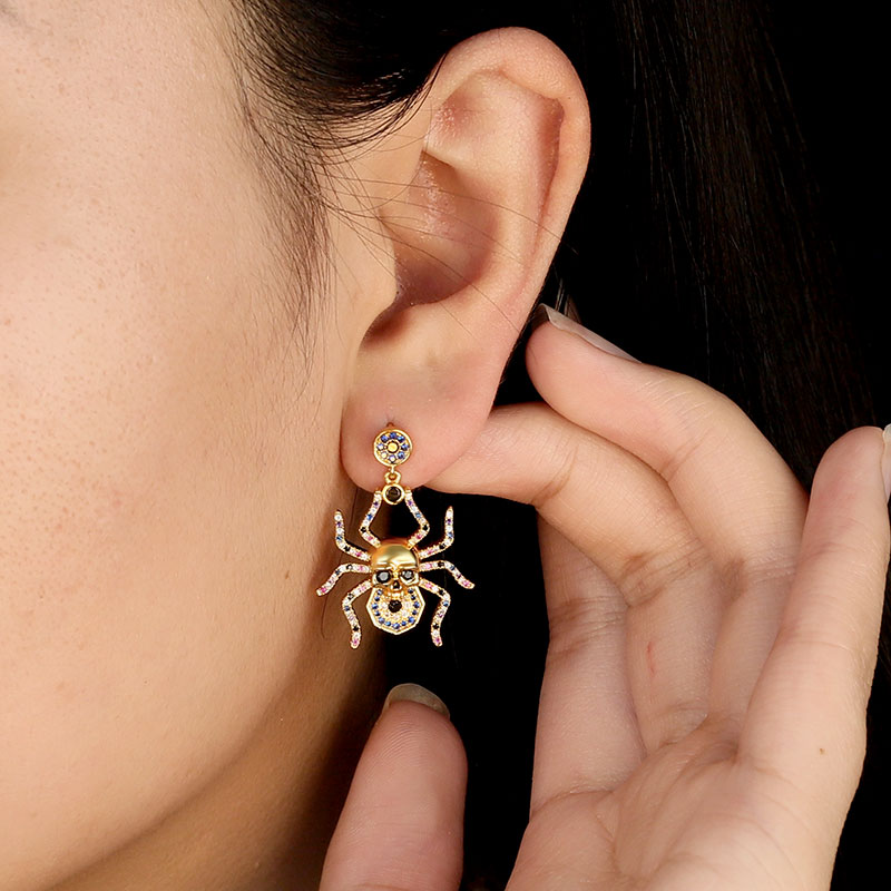 Gnoce Spider Skull Earrings_3