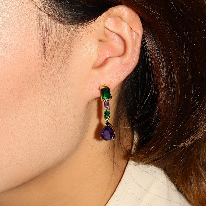 Nature Dark Blue Dangle Earrings with Gold Plated Sterling Silver_3